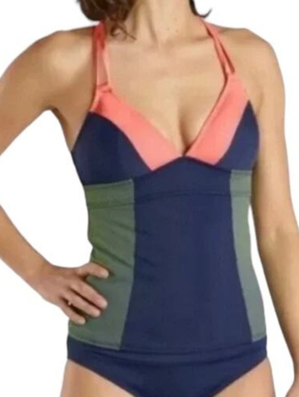 Title Nine Kuappa Color Block Tankini Swim Top Size XS